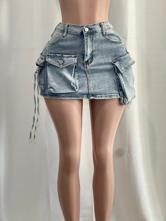 Cargo Denim Skirt